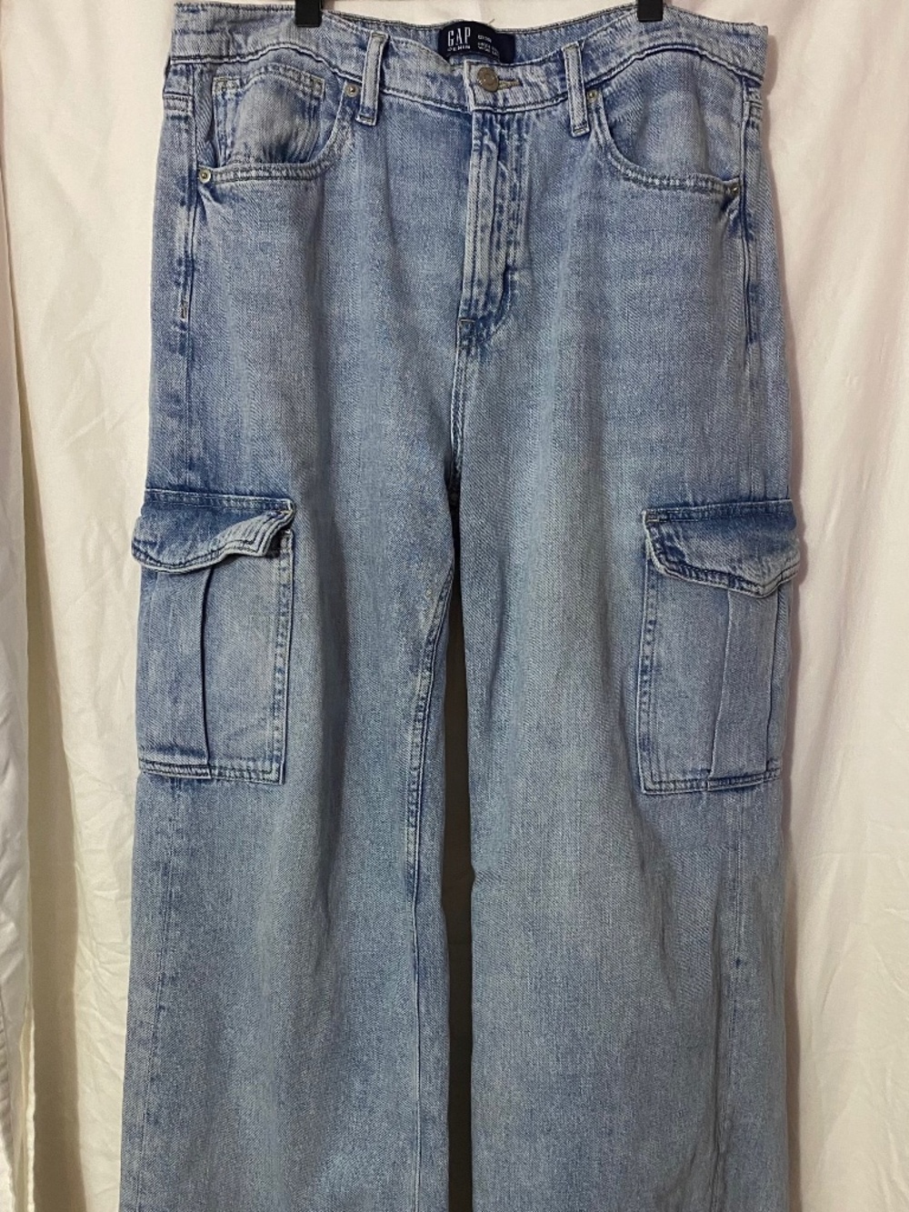 Women's Gap High Rise Baggy Wide Leg Cargo Denim Jeans 100% Cotton